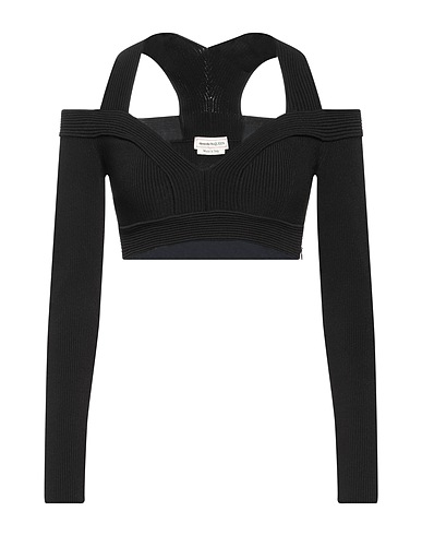 MCQUEEN Top Black 74% Viscose, 15% Polyester, 10% Polyamide, 1% Elastane