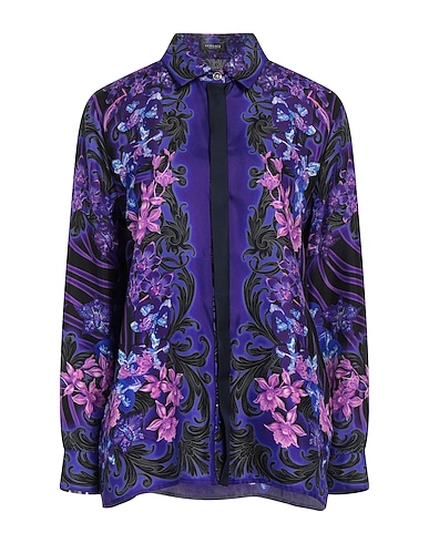 VERSACE Floral shirts & blouses Purple 100% Silk