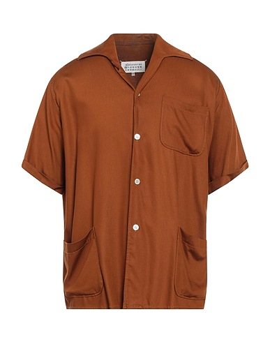MAISON MARGIELA Solid colour shirt Camel 85% Viscose, 15% Polyester
