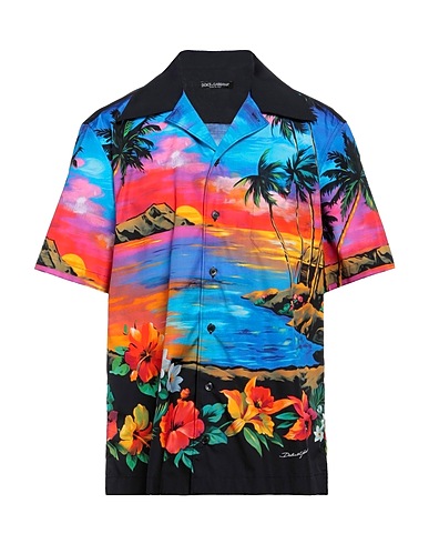 DOLCE&GABBANA Hemd mit Muster Schwarz 100% Baumwolle