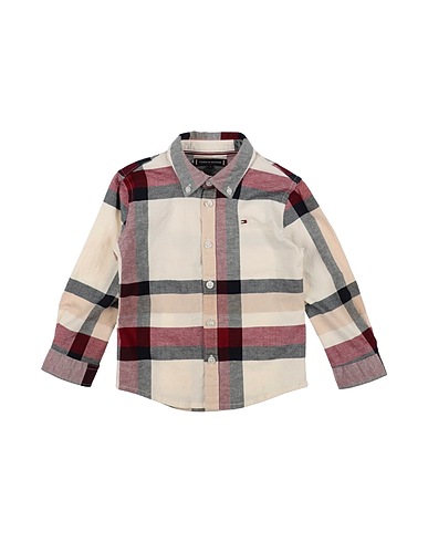 TOMMY HILFIGER Patterned shirt White 97% Cotton, 3% Elastane