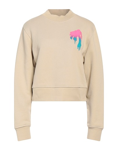 PALM ANGELS Sweatshirt Beige 100% Cotton, Elastane, Polyester