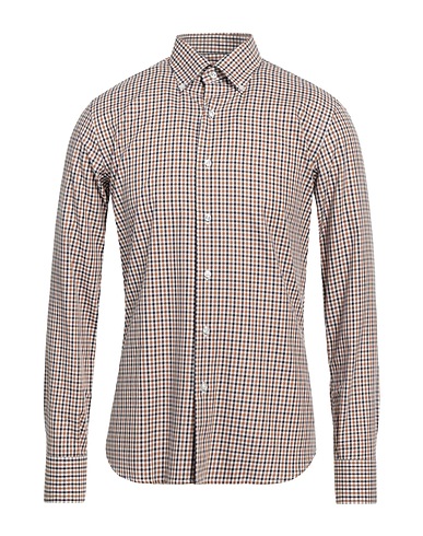 ANGELO NARDELLI Checked shirt Camel 100% Cotton