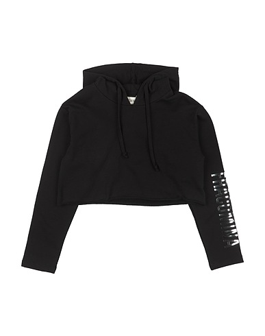 FRACOMINA MINI Hooded track jacket  Black 95% Cotton, 5% Elastane