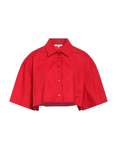 PATRIZIA PEPE Solid color shirts & blouses Red 97% Cotton, 3% Elastane, Viscose