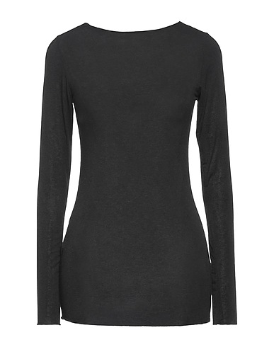 SUFÉ  Firenze Basic T-Shirt Black 64% Viscose, 18% Polyamide, 10% Cashmere, 8% Elastane