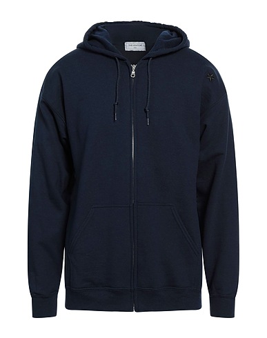 THE EDITOR Hooded track jacket  Navy blue 50% Cotton, 50% Polyester