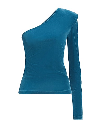 PATRIZIA PEPE SERA One-shoulder top Deep teal 90% Polyester, 10% Elastane