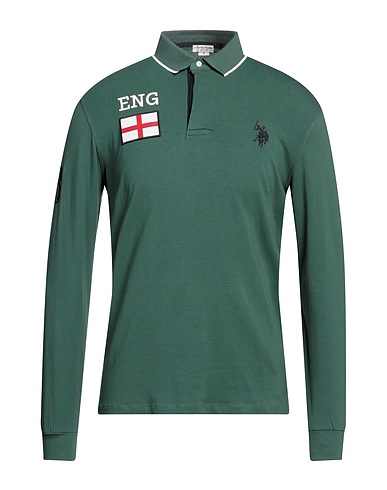 U.S.POLO ASSN. Polo shirt Dark green 95% Cotton, 5% Elastane