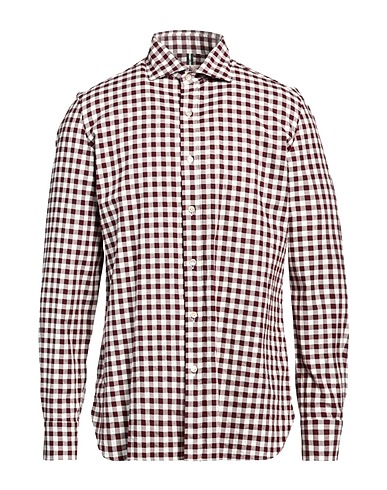 LUIGI BORRELLI NAPOLI Checked shirt Burgundy 100% Cotton