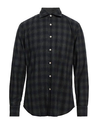 ALESSANDRO GHERARDI Checked shirt Charcoal 60% Cotton, 40% Virgin Wool