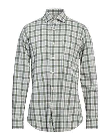 GUGLIELMINOTTI Camisa de cuadros Verde oscuro 100% Algodón