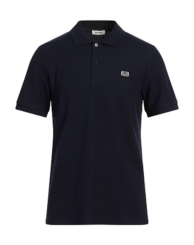 SANDRO Polo shirt Navy blue 100% Cotton, Elastane, Polyester