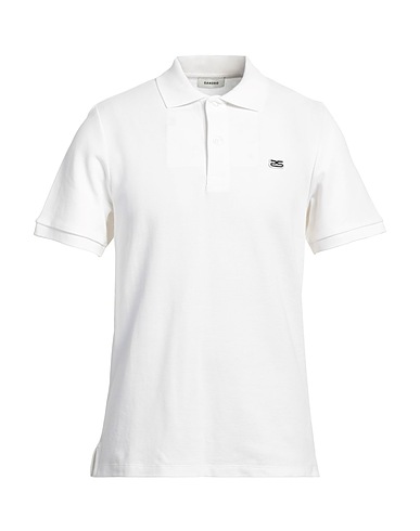 SANDRO Polo shirt Off white 100% Cotton, Elastane, Polyester