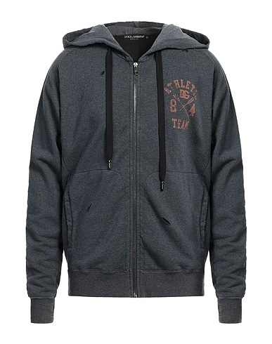 DOLCE&GABBANA Hooded track jacket  Grey 60% Cotton, 40% Polyester, Elastane