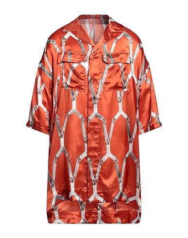 RICK OWENS Patterned shirt Rust 52% Viscose, 48% Cupro