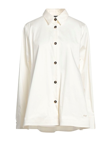 FAY Solid colour shirts & blouses Ivory 58% Cotton, 39% Lyocell, 3% Elastane