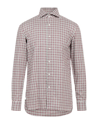LUIGI BORRELLI NAPOLI Checked shirt Burgundy 100% Cotton