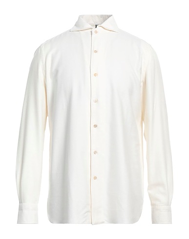 LUIGI BORRELLI NAPOLI Camicia tinta unita Avorio 41% Cotone, 32% Modal, 27% Acrilico