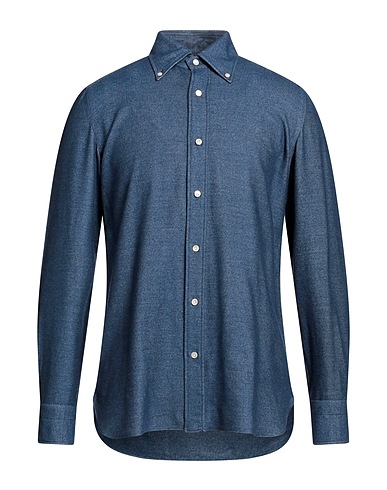 LUIGI BORRELLI NAPOLI Solid colour shirt Navy blue 41% Cotton, 32% Modal, 27% Acrylic