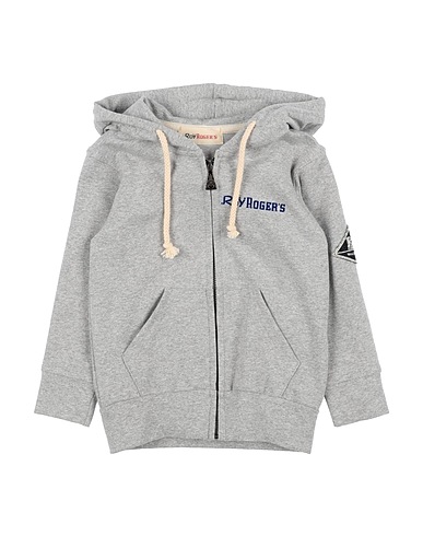 ROŸ ROGER'S Hooded track jacket  Light grey 95% Cotton, 5% Elastane