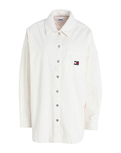 TOMMY JEANS Μονόχρωμα πουκάμισα και μπλούζες Off white 98% Βαμβάκι, 2% Ελαστάνη