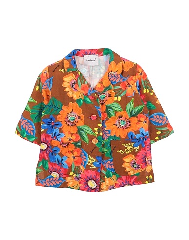 MARIUCCIA Patterned shirts & blouses Brown 55% Linen, 45% Viscose