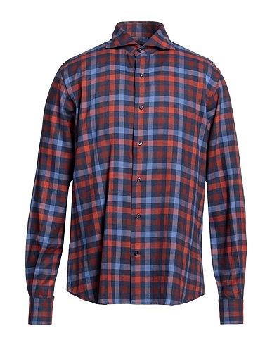 ANGELO NARDELLI Checked shirt Slate blue 100% Cotton