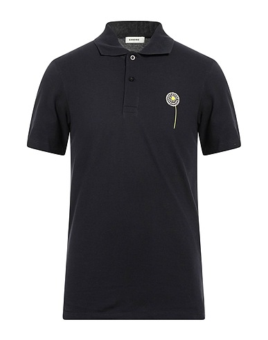 SANDRO Polo shirt Midnight blue 100% Cotton, Elastane, Acrylic, Polyester