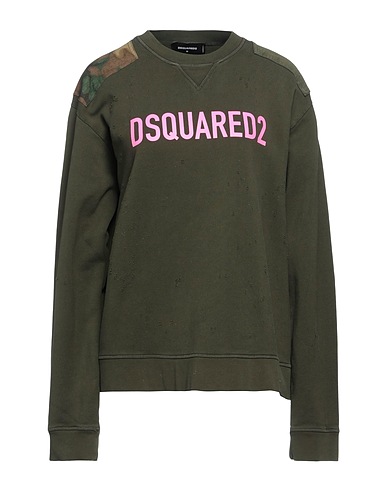 DSQUARED2 Sweatshirt Military green 100% Cotton, Elastane
