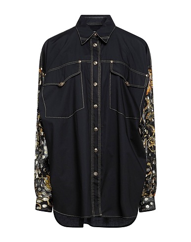VERSACE JEANS COUTURE Patterned shirts & blouses Black 100% Cotton, Viscose