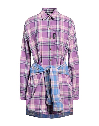 VERSACE JEANS COUTURE Checked shirt Purple 100% Cotton
