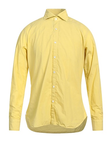 DANDYLIFE by BARBA Solid colour shirt Yellow 100% Cotton