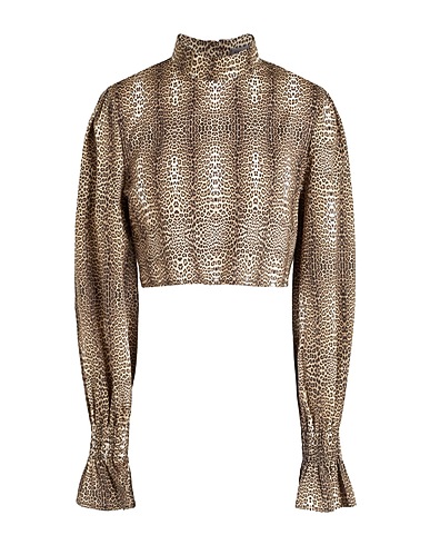 8 by YOOX Top LEOPARD PRINT COTTON TOP
 Beige 100% Cotton