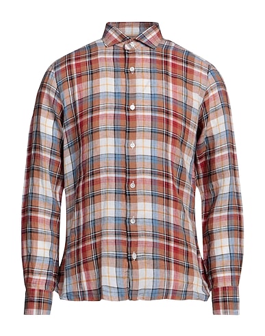 BARBA Napoli Checked shirt Brown 100% Linen