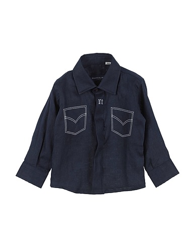 EMANUEL PRIS Patterned shirt Midnight blue 100% Linen