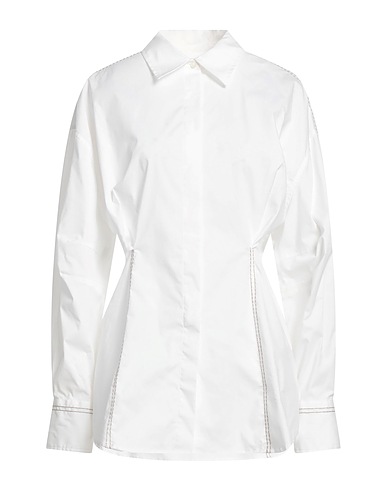 DONDUP Solid colour shirts & blouses White 96% Cotton, 4% Elastane
