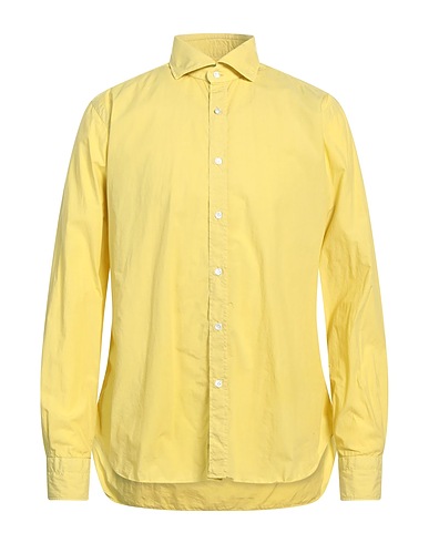 BARBA Napoli Solid colour shirt Pastel yellow 100% Cotton