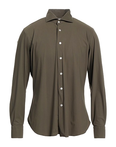 BARBA Napoli Solid colour shirt Khaki 73% Polyamide, 27% Elastane