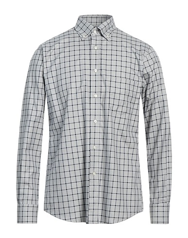 MIRTO Checked shirt Light grey 100% Cotton