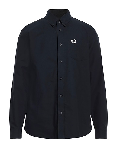 FRED PERRY Chemise de couleur unie Bleu nuit 100% Coton