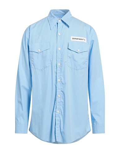 DEPARTMENT 5 Solid color shirt Sky blue 100% Cotton