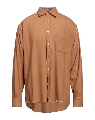MARNI Solid color shirt Camel 87% Virgin Wool, 11% Polyamide, 2% Elastane