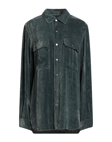 RICK OWENS Shirts Sage green 82% Viscose, 18% Silk