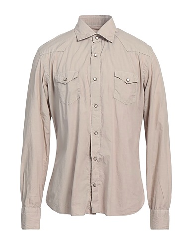 DANDYLIFE by BARBA Solid colour shirt Light brown 100% Cotton