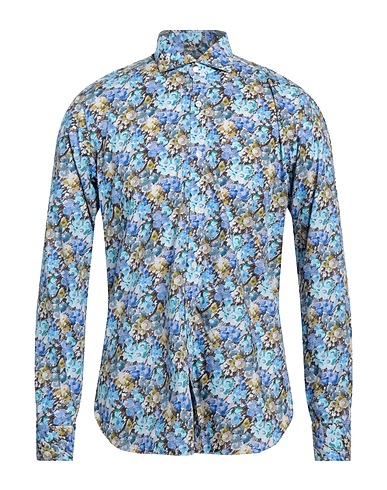 DANDYLIFE by BARBA Patterned shirt Azure 100% Cotton