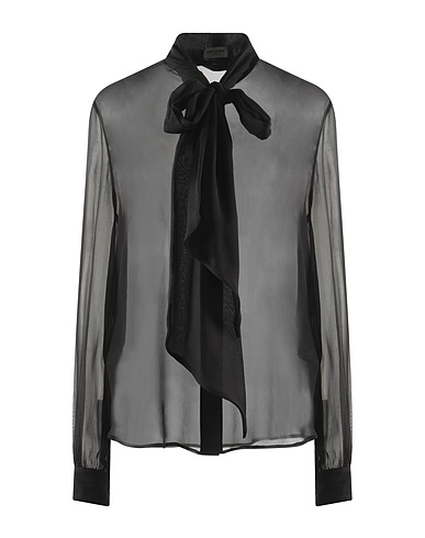 SAINT LAURENT Shirts & blouses with bow Black 100% Silk