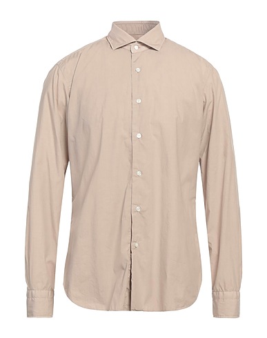 DANDYLIFE by BARBA Solid color shirt Light brown 100% Cotton