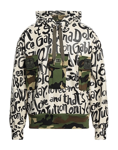 DOLCE&GABBANA Hooded track jacket  Ivory 80% Polyester, 20% Cotton, Polyurethane, Viscose