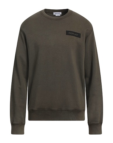 REPLAY Sweatshirt Military green 100% Organic cotton